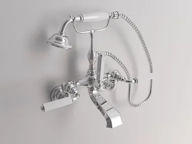 DARK WHITE - 2 hole wall-mounted bathtub tap with hand shower _ Park Avenue